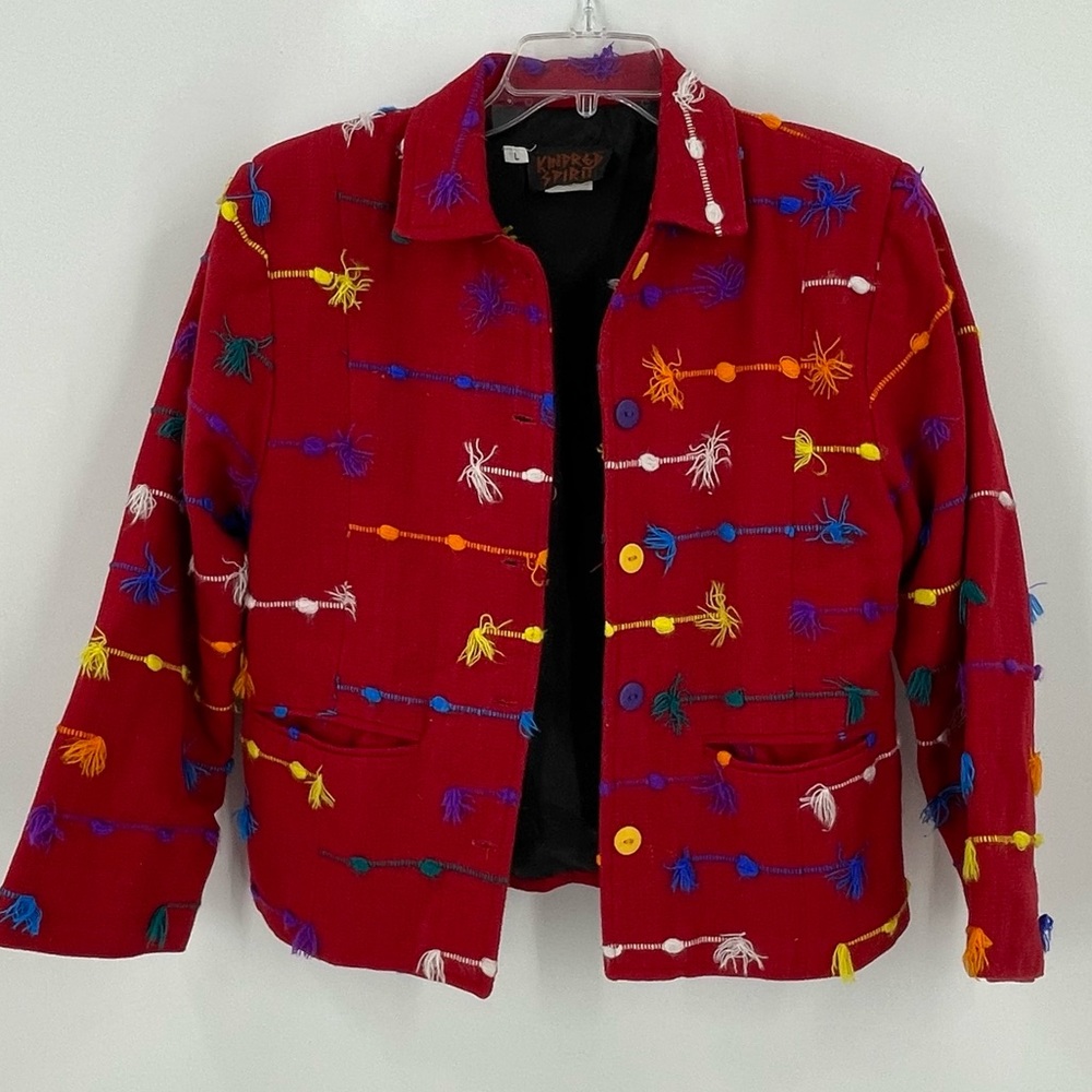 VTG KINDRED SPIRIT Art To Wear Blazer Red
Textured Jacket Sz L